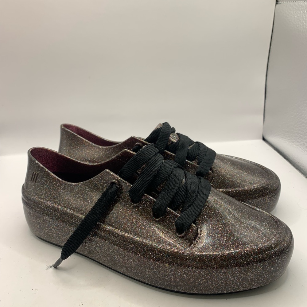 Melissa Ulitsa Black Glitter Jelly Sneaker NWOB size 5 100% real plastic - Picture 5 of 6